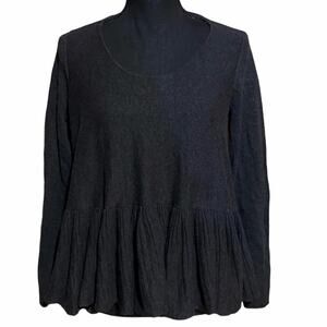 Max Studio Accordion Pleated Hi-Low Sweater Gray Women's M Medium